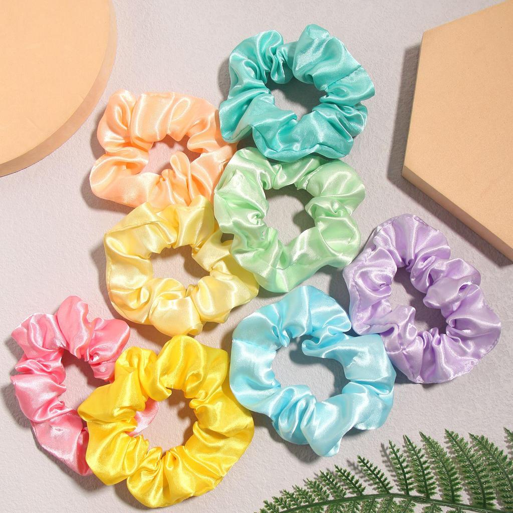 Shiny Satin Solid Color Hair Scrunchie: Korean Style Elastic Fashion Headwear Accessory.