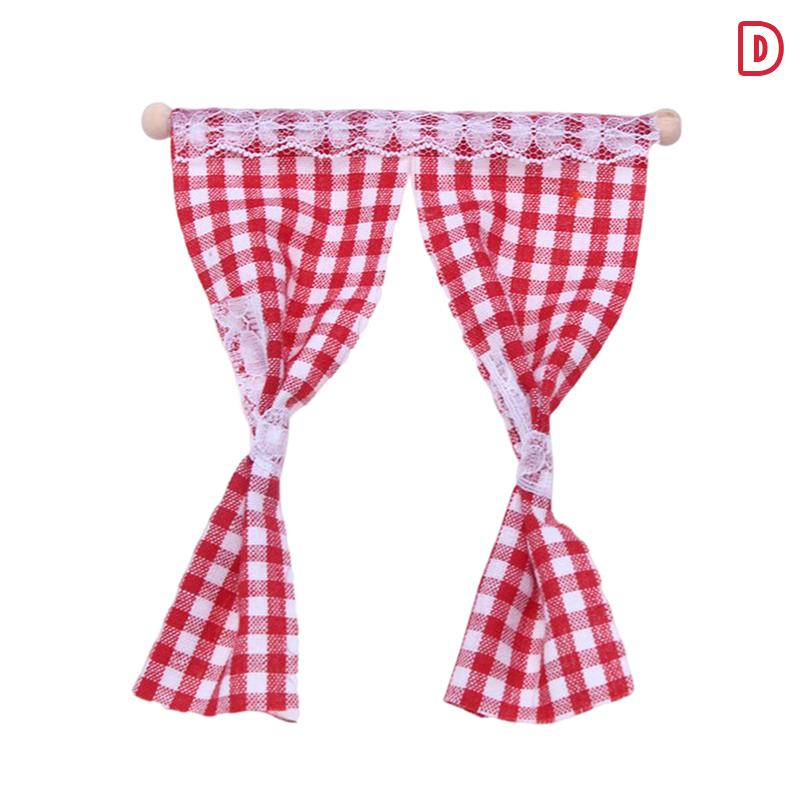 1:12 Cute Dollhouse Miniatures Daisy Flower Curtain Lace Curtain Cotton Curtain for Dolls House Bedroom Furniture Decor