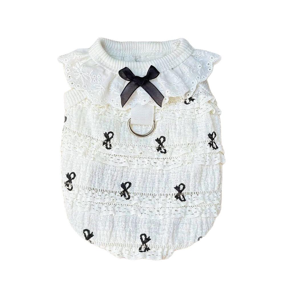 Cute Spring Summer Puppy Lace Vest Breathable Soft Cat Cake Skirt Cartoon Bowknot Kitten T-shirts for Small Medium Dog