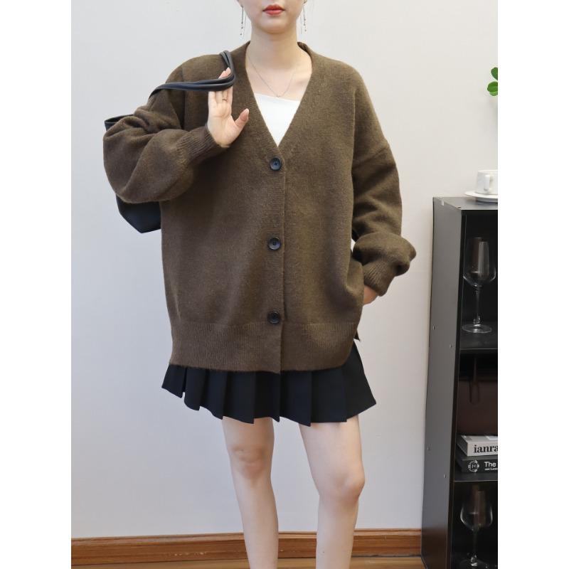 

Свободный свитер-жакет высокого класса с темпераментом, новый осенне-зимний, мягкий, восковой, ленивый вязаный кардиган для женщин average size