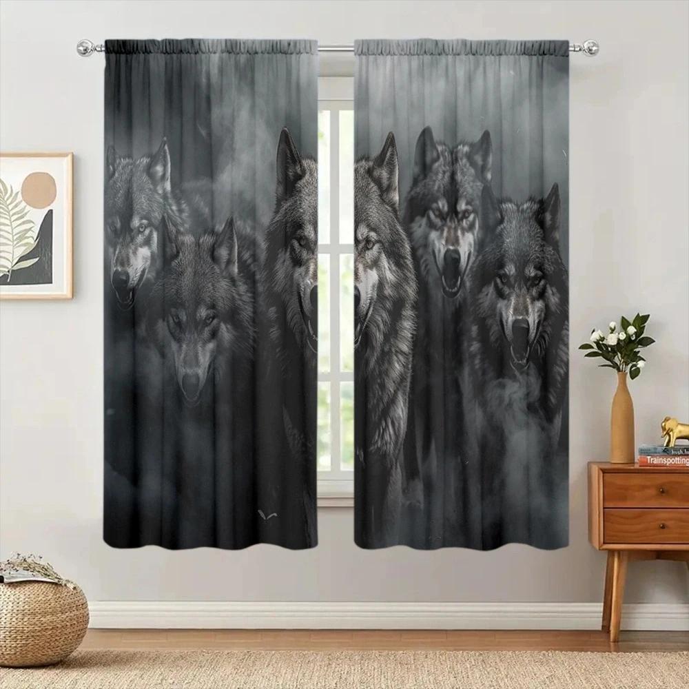 Wolf Pack Printed Curtain Home Decor Window Treatment Bedroom Kitchen Living Room For Area Made Of Polyester With Rod Pocket