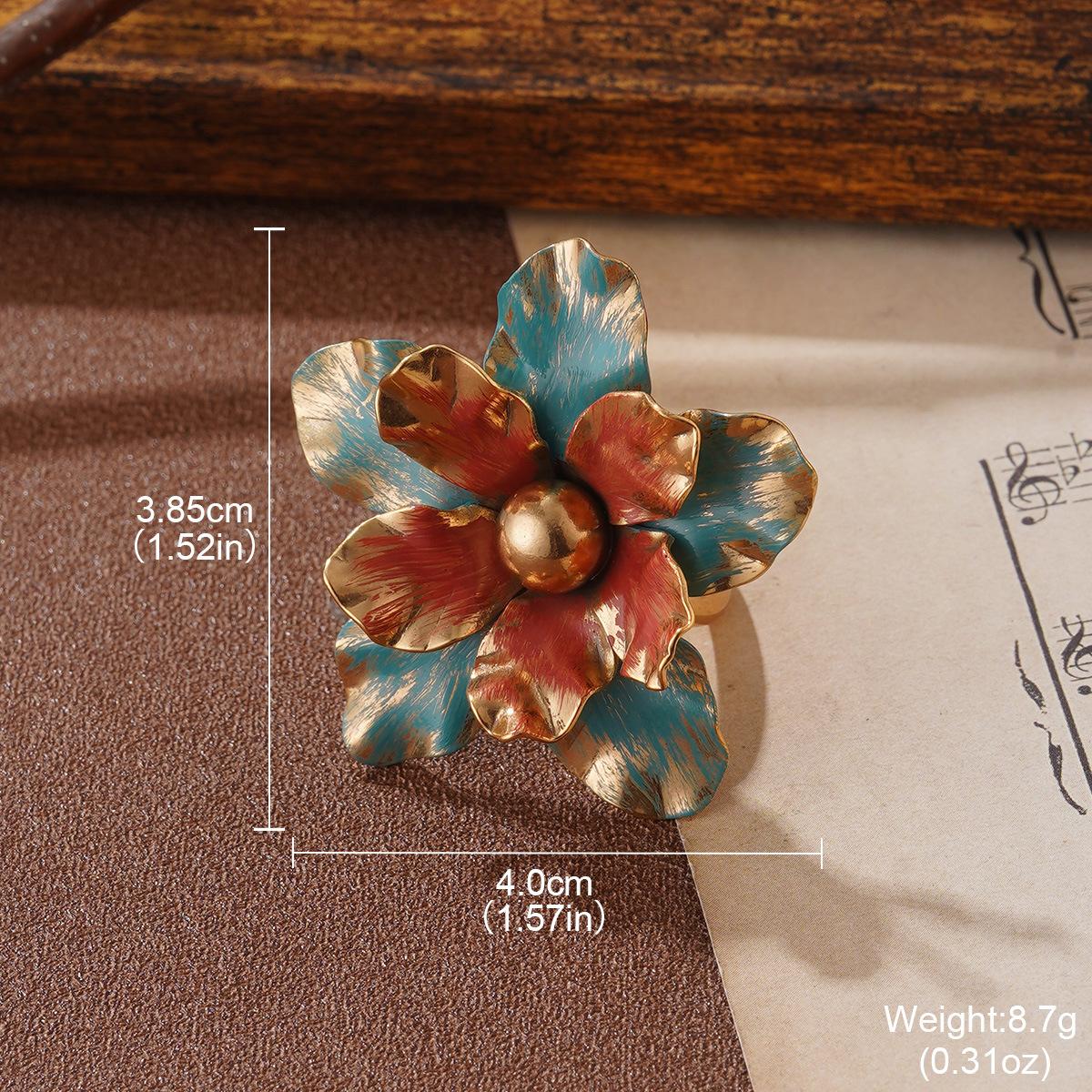 French hand-painted three-dimensional flower painted stud earrings, love high-end sense versatile ins hot-selling court style earrings