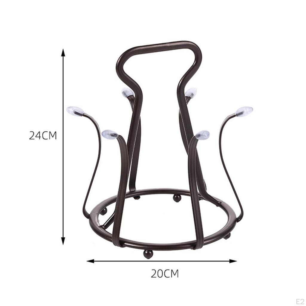 Cup Drying Rack Glass Cups Stand Holder, Multipurpose 6 Holder Iron Mug