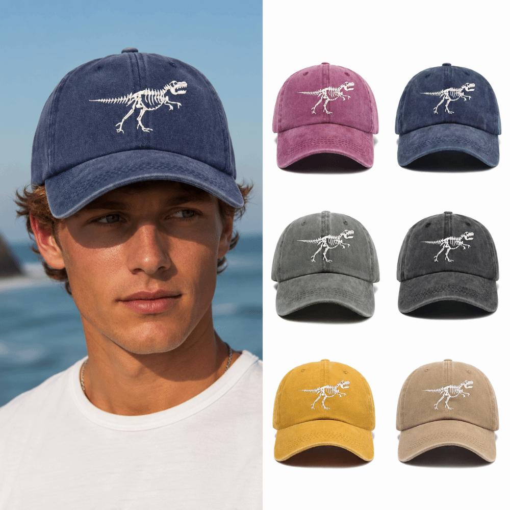 Curved Brim Dinosaur Skeleton Printed Hat Adjustable Dad Hat Baseball Cap  for Men Women