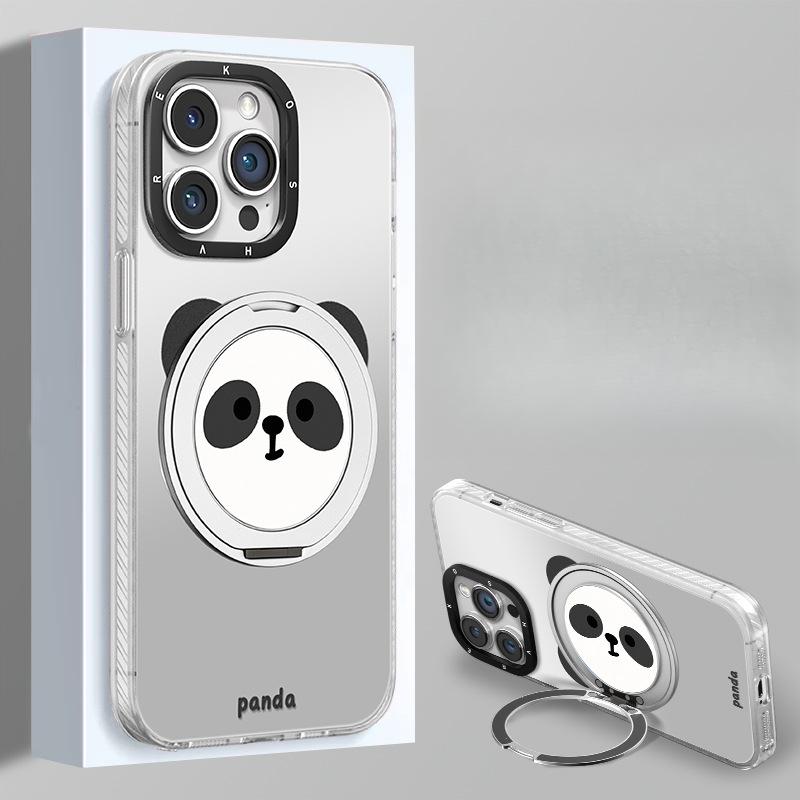 Panda Fulcrum Bracket Suitable for Apple 16 Mobile Phone Case Xiaomi 15pro Simple and Cute 13 All Inclusive 14 Energy Imd