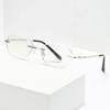 Luxury Rimless Cut Edge Presbyopia Glasses Women Men Lightweight Business Elegant Office Anti-Blue Light Spectacles 0 To +4.0