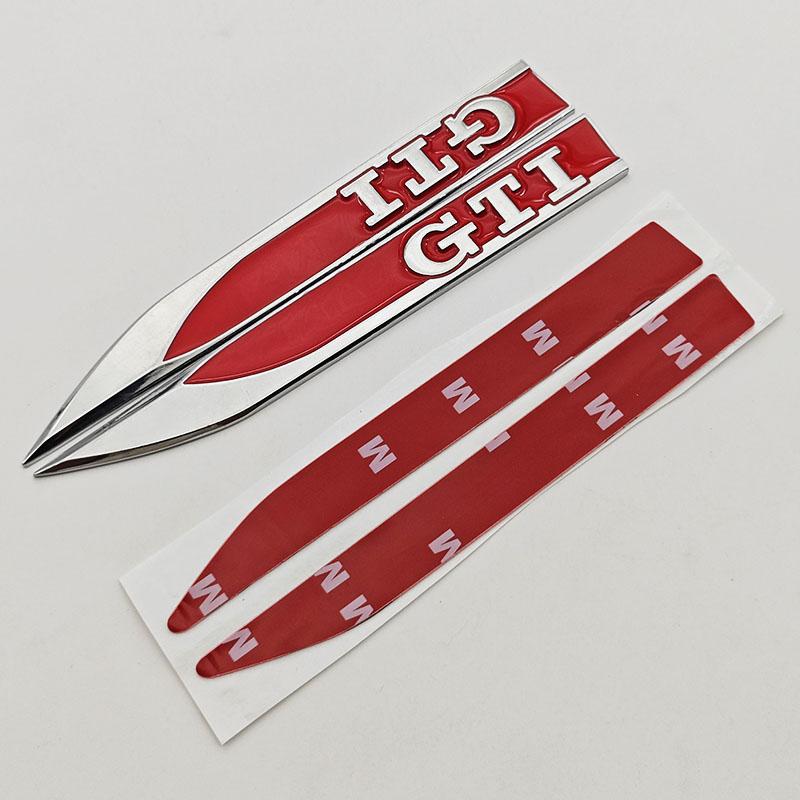 

2026 Hot For Volkswagen VW 2Pcs Metal Car Sticker Logo GTI Side Fender Bumper Strip Badge Emblem For Volkswagen VW GTI Golf 4 5