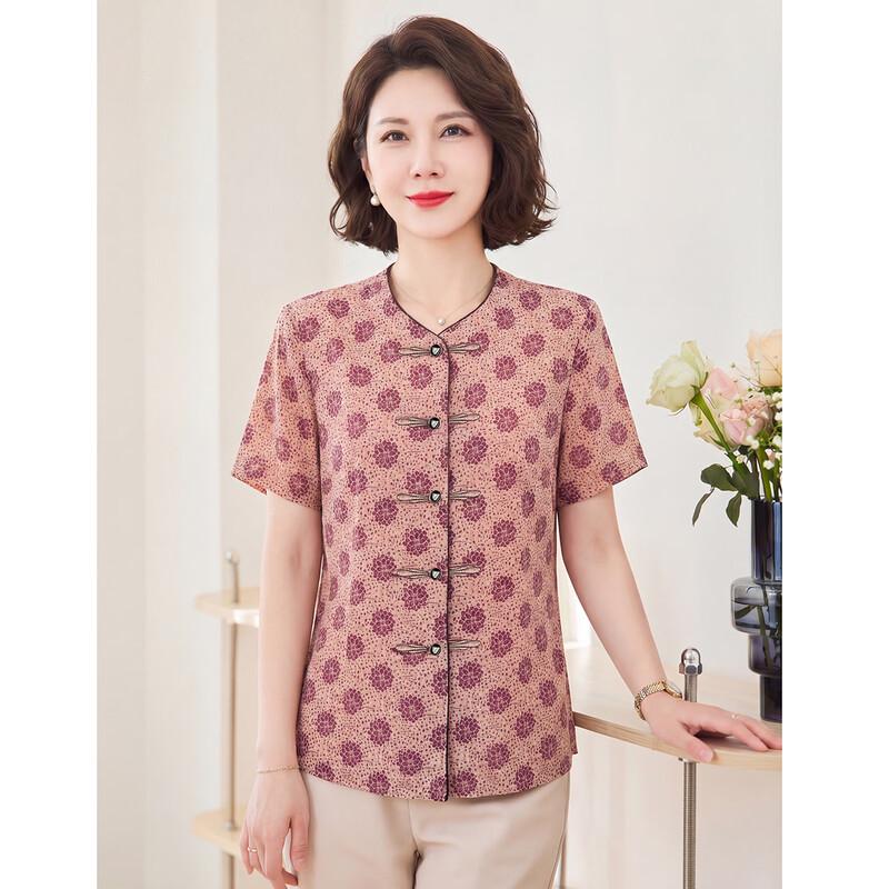 Haoyi Mother s Day Chinese Style Floral Print T-Shirt 3XL