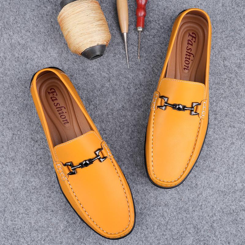 Fashion New Trend Men's Dress Shoes Hot Sale Male Loafers Genuine Leather Casual Footwear Slip on Driving Shoes Leisure Walk Moccasins