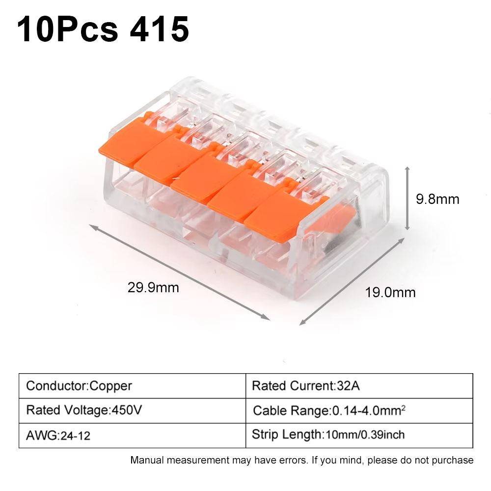 10Pcs Push-in Quick Terminal Block 2/3/4/5 Pins Wire Connector Terminals Electrical Wire Connector