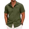 Summer Lapel Solid Short-sleeved Long-sleeved Button-down Shirt for Men Handsome Trendy