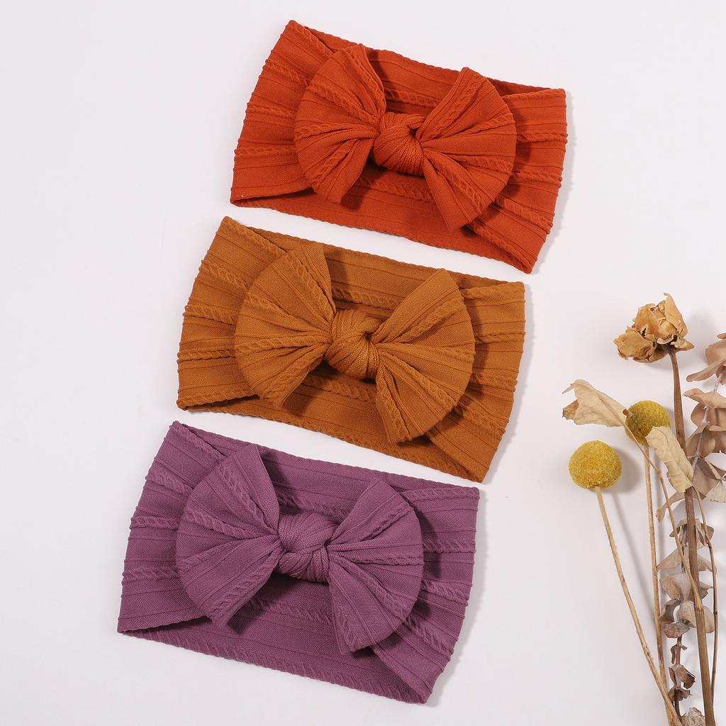 PANTONE Autumn Color Bows Headband for Baby Girls Elastic Hair Band Cotton Bowknot Turban Kids Headwear Hair Accessories