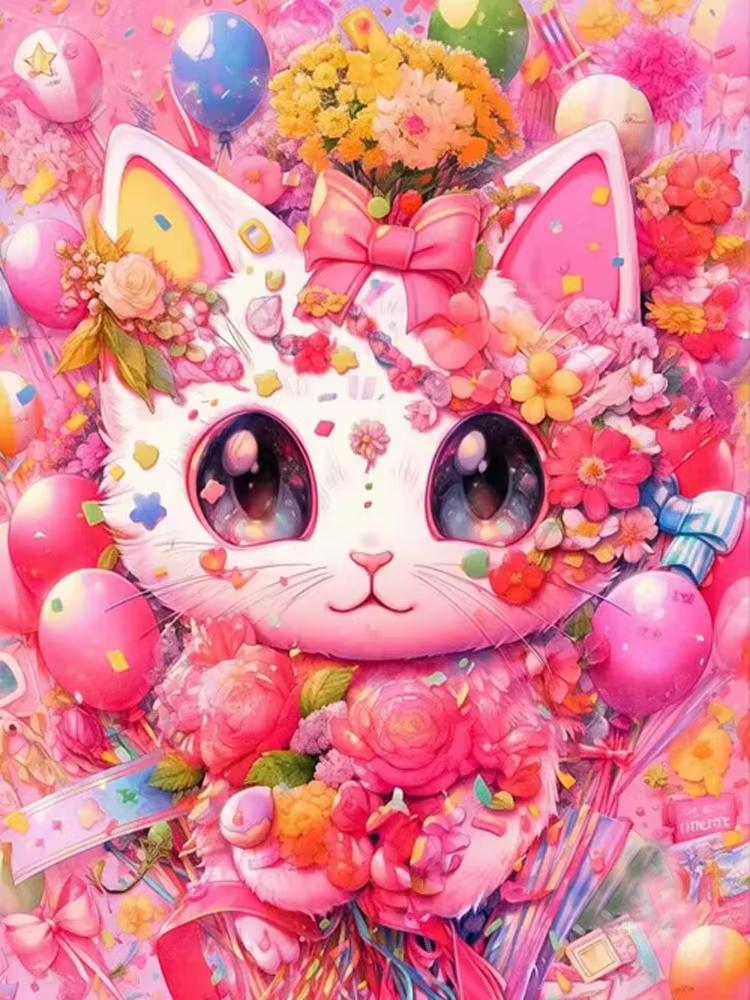 5D DIY Diamond Art Painting Cartoon Colorful Abstract Cat Animals Full Diamond Mosaic Diamond Embroidery Kit Home Decor