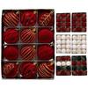 Roter Beflockter Bordeauxroter Samt Weihnachtsbaumkugel-Schmuck, 12er-Pack (6cm)