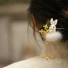 Flower Wooden Hair Stick Rabbit Hanfu Hairpin Antique   For Girl