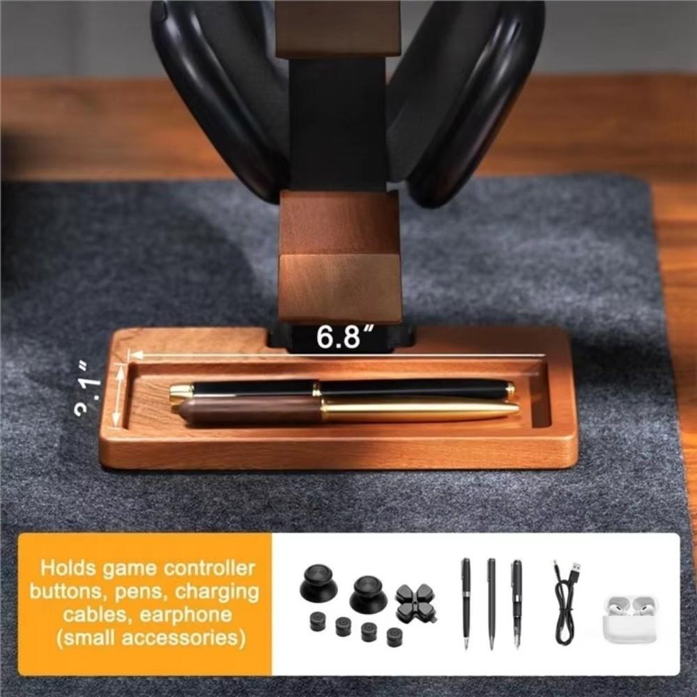 Stable Gaming Headset Stand Wood Controller Display Stand Desktop Decoration