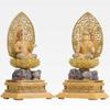 Sitzender Manjusri Bodhisattva Holz Zypressenholz mit leichtem Gold Schutzgottheit der Chinesen für diejenigen, die im Jahr des Hasen geboren sind Bosatsu Statue,