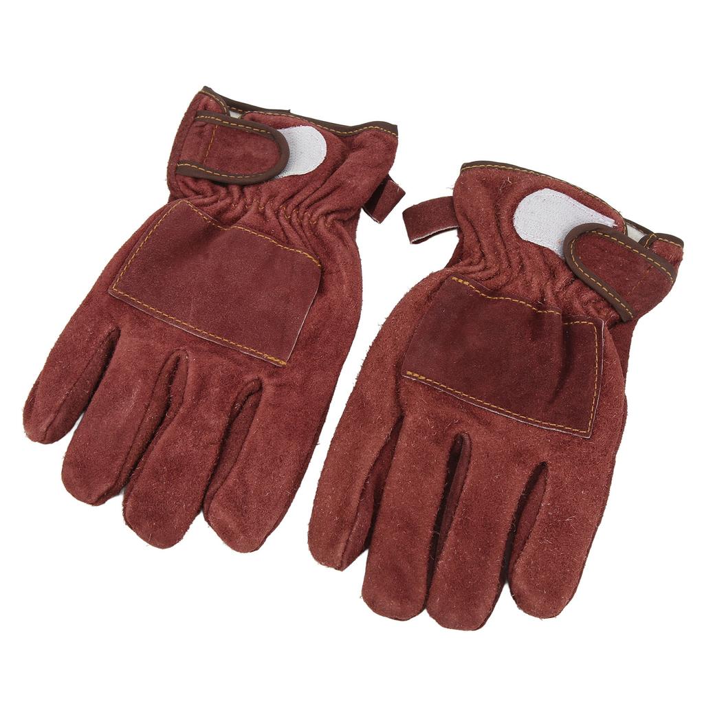 Heat Resistant Gloves Calf Leather Polyester Hand   BBQ Grill Oven Mitts Short Type