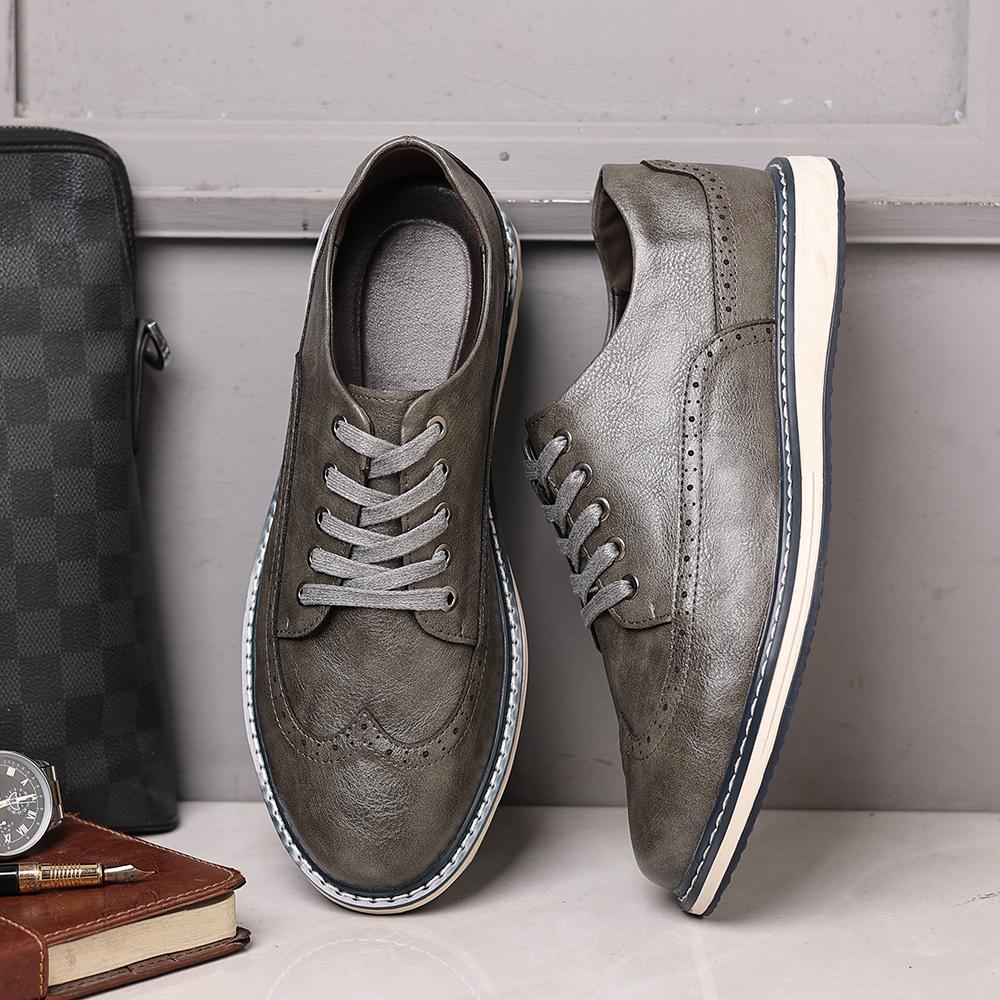 Fashion High Quality Handmade Sole Leather Men's Oxford Shoes Thick Sole Men's Casual Leather Walking Shoes Classic Outdoor Hiking Shoes