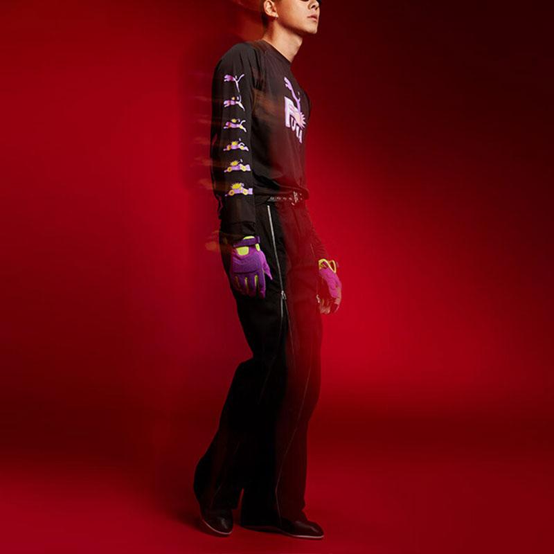 Puma Graphic Tees Racing Print Crew Neck Long Sleeve T-Shirt Unisex Tops Black 631504-01