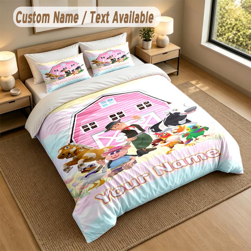 Custom Name Text Bedding 3Pcs Set,La Granja De Zenón 1 Duvet Cover 2 Pillowcases Soft Bed Linen For Gift