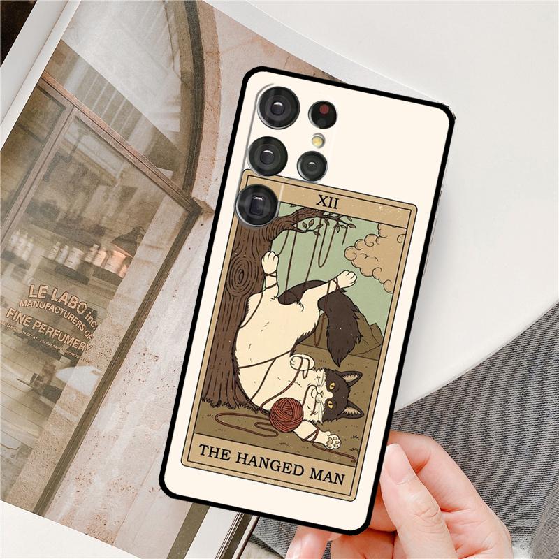 Tarot Card Cute Art Cats Phone Case For Samsung Galaxy S24 Ultra S9 S10 S20 S22 S21 Plus S23 FE S25 Ultra Full Cover