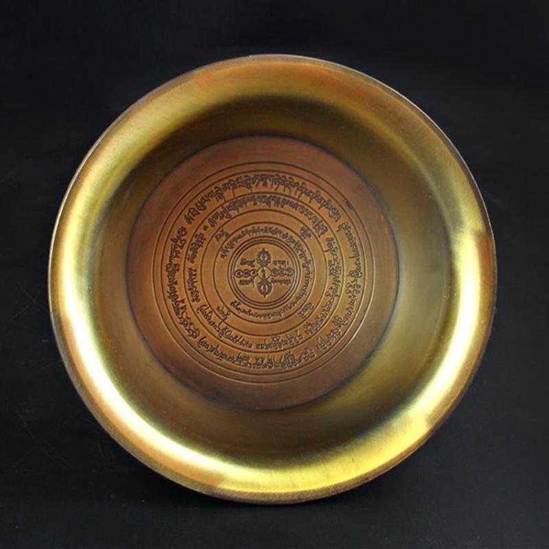 Multifunctional Sanskrit Buddhist Incense Fire Bowl Red Copper Tribute Engraving Fire Serving Tray Mandala Smoke Supply Furnace