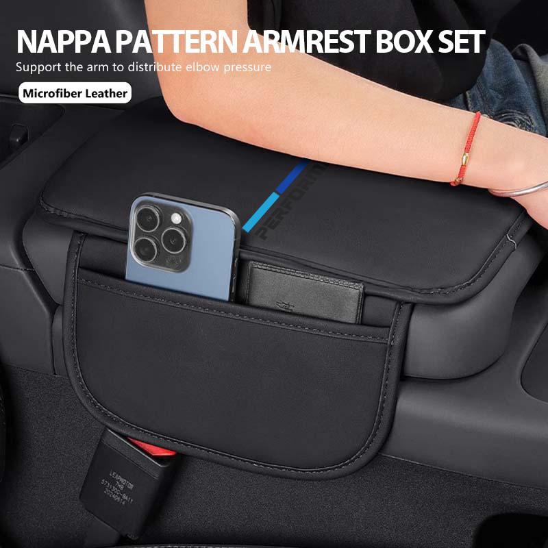 Leather Car Seat Central Console Armrest Pad Storage Bag For BMW M M2 M3 M4 M5 M6 E46 E90 E60 F30 E39 X1 X3 X4 X5 ULXMV1