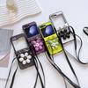 For Samsung Galaxy Z Flip7 FE 5G/Z Flip6 5G Case 3D Flower Leather+PC Phone Cover with Crossbody Strap