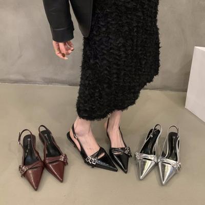 Sandales à talons hauts formelles pour femme, chaussures de bureau concises, escarpins à talons aiguilles, bouts pointus sexy, mules chics pour dames d'été