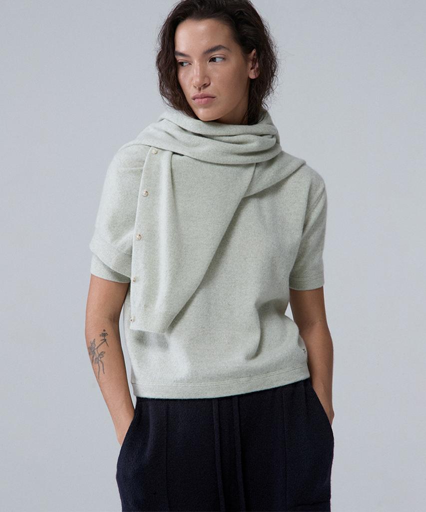 UMARMUNG Wool Cashmere Half Sleeve Pullover_Mint