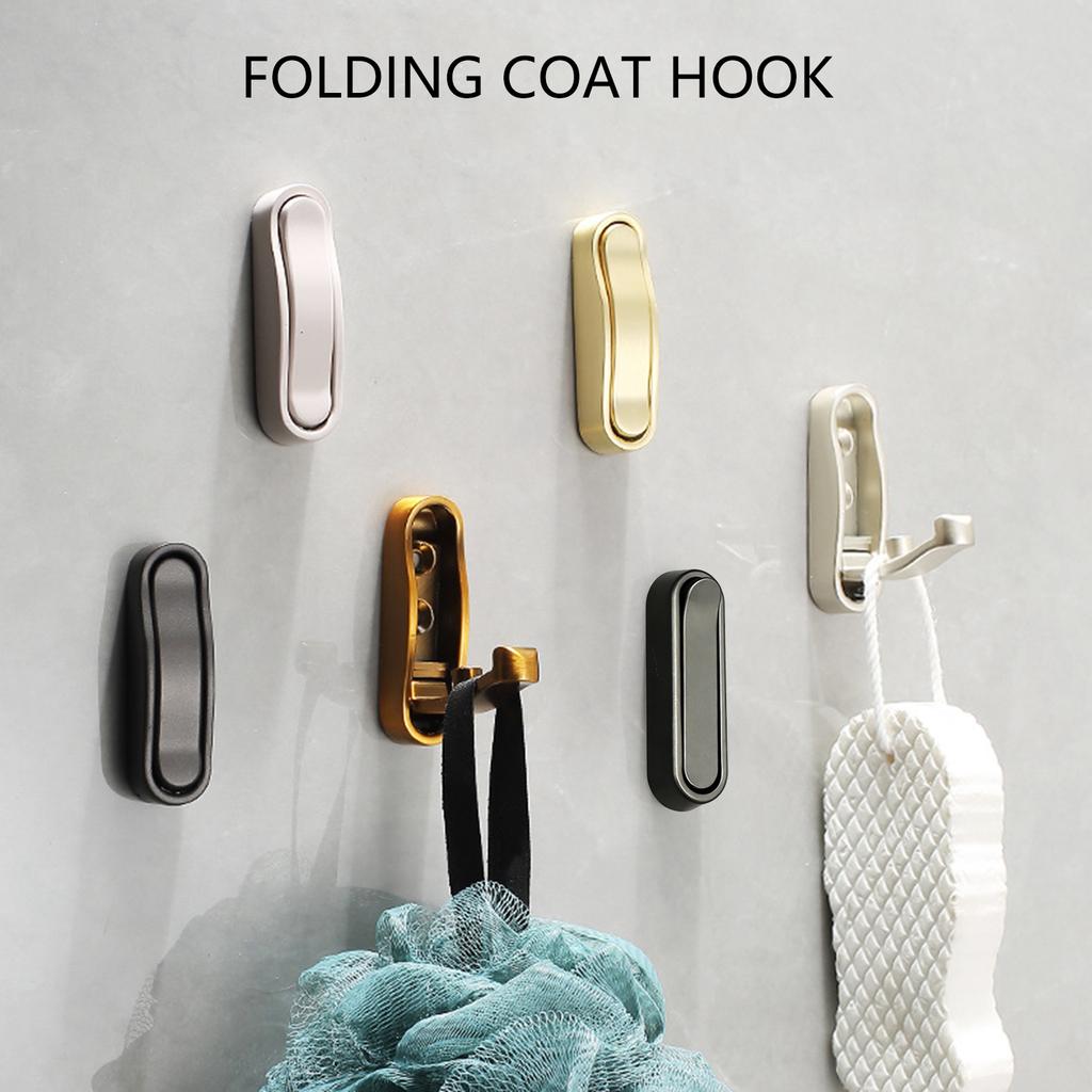 2 Pack Practical Wall Hooks Practical Kirsite Construction 55lb Weight Capacity Foldable Design Space Saving Home Organization