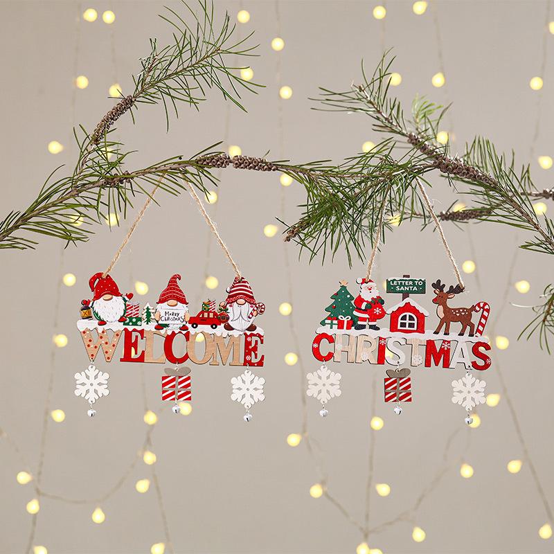 Wooden Christmas Hanging Pendants Gnome Santa Claus Merry Christmas Decoration For Home Xmas Tree Ornaments  Year Gifts