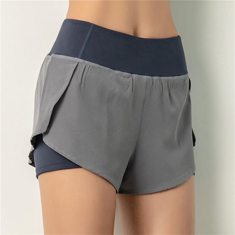Fashion Sports Fitness Yoga Shorts Quick Dry Jogging Elastic Waist Women's Shorts Anti Walk Invisible Pocket Shorts