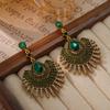 Retro Diamond-encrusted Water Drop Fan Earrings Fashion French Light Luxury Niche Temperament High-end Earrings Women