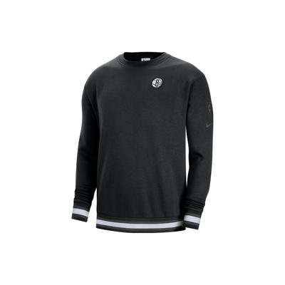 Brooklyn Nets Fleecegefüttertes Sport-Rundhals-Langarm-Basketballshirt Herren Tops Schwarz DR2280-010