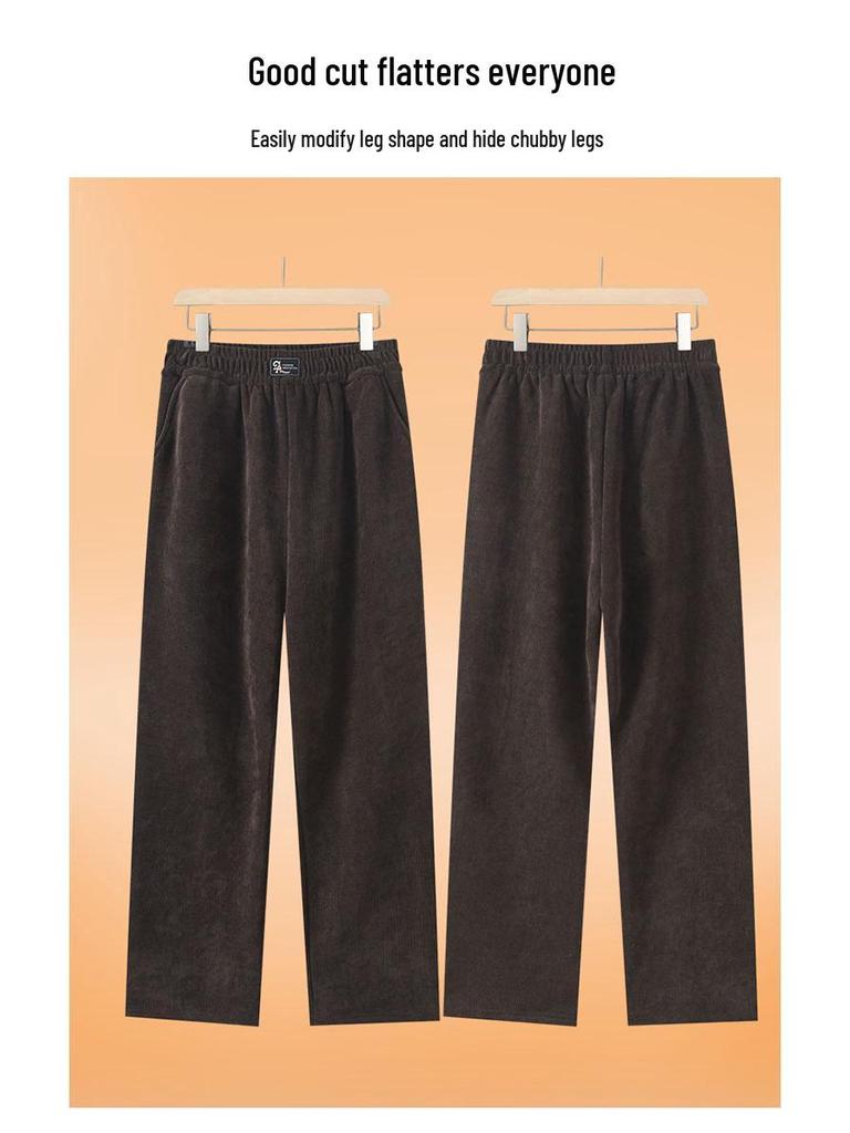 Warm Cotton Straight-Leg Trousers for Middle-Aged & Elderly Women: New Grandma Style, Ideal for Autumn & Winter