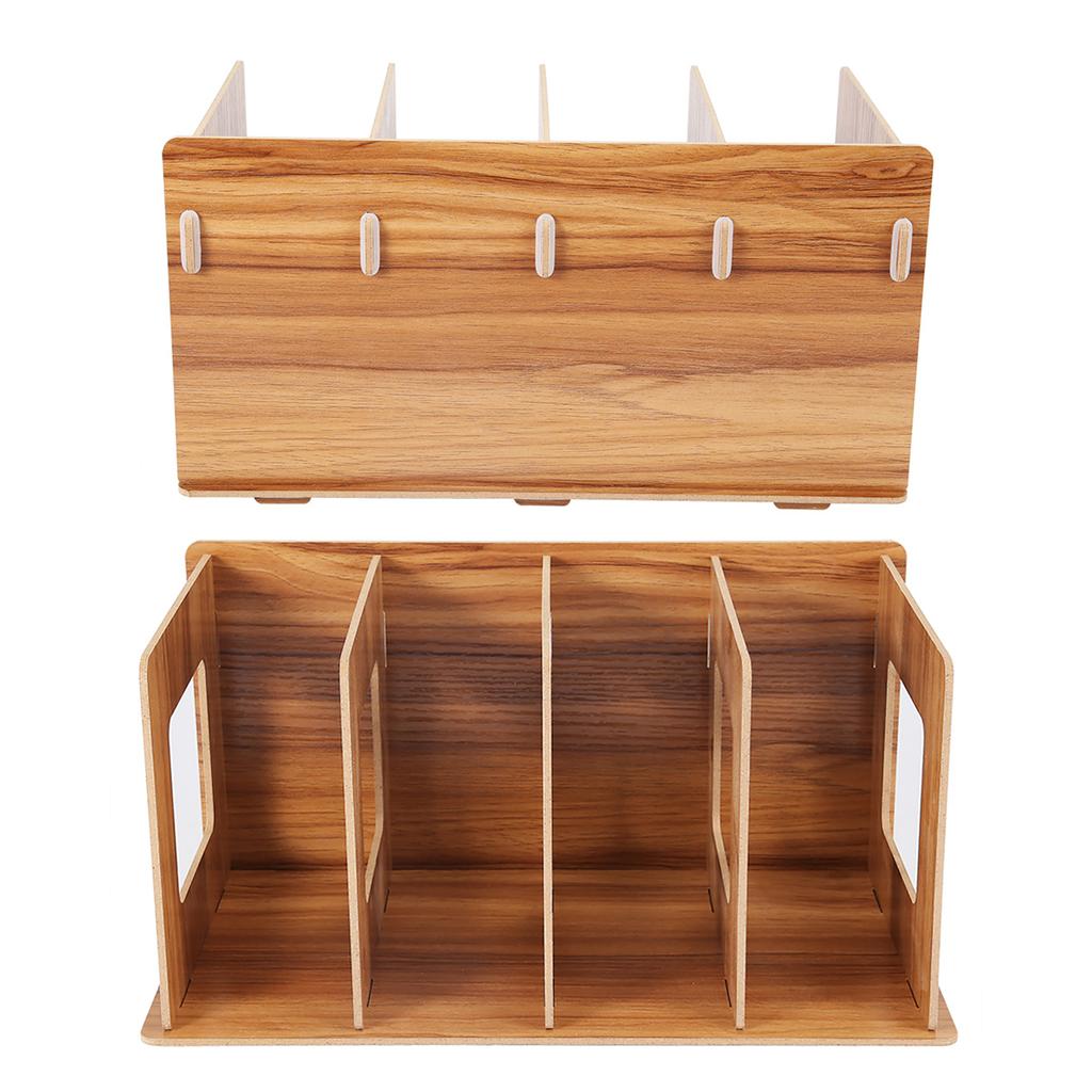Wooden DIY Desktop Bookshelf Rack Books DVD Storage Magazine Holder for Students Kids Adult #02