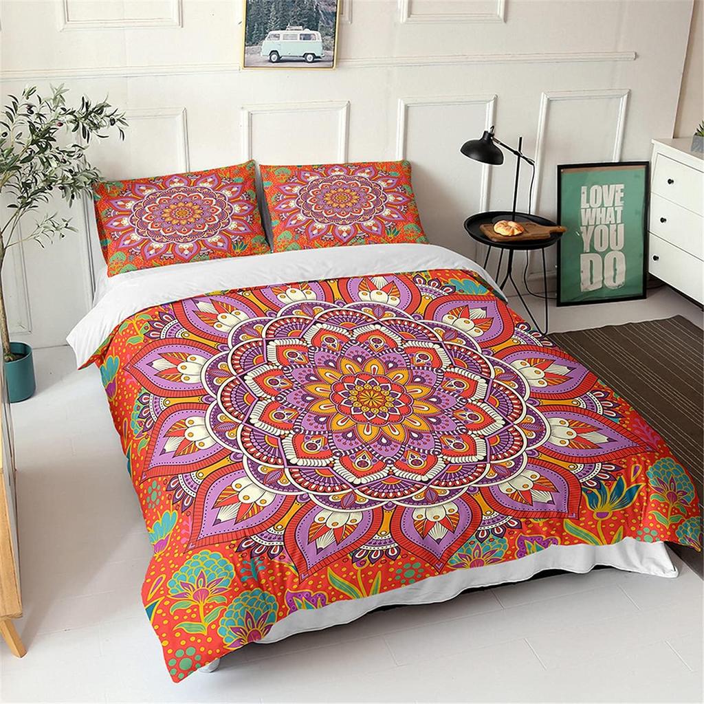 Ethnic Bohemian Bedding Set Man Woman Duvet Cover Mandala Floral Boho Indian Style Soft Polyester Bedroom Decor Quilt Cover Set