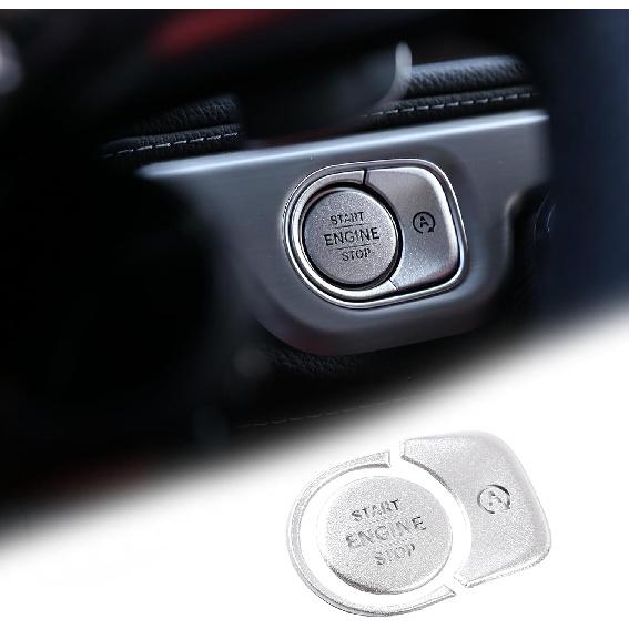 Engine Start Stop Button Cover Compatible with Mercedes Benz GLE GLS G Class 2020 2021 2022 Alloy Vehicle Key Ignition Switch Knob Protector argento