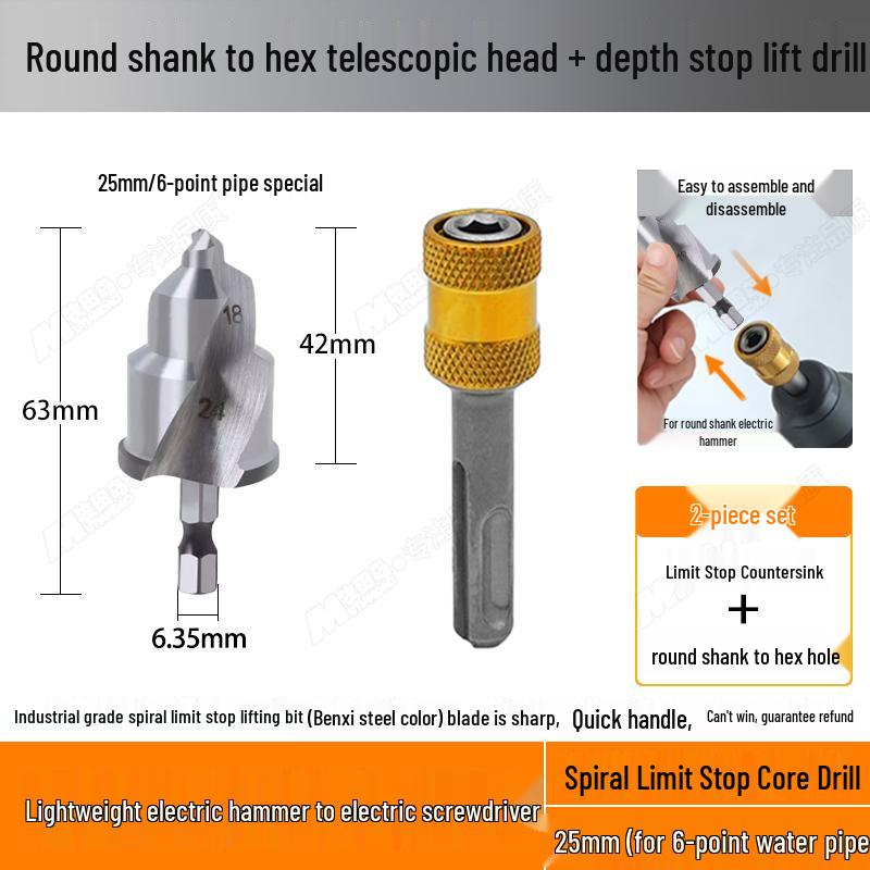 Hex Shank T-Handle Drill Bit and Pipe Reamer Hole Opener
