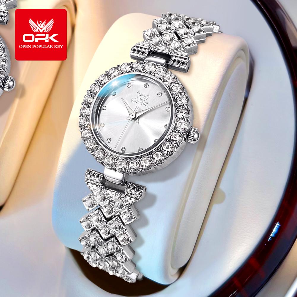 OPK 6053 Quartz Watch For Women Original Brand Waterproof Ladies Watches Elegant Luxury Fully Diamond Women's Dress Wristwatches