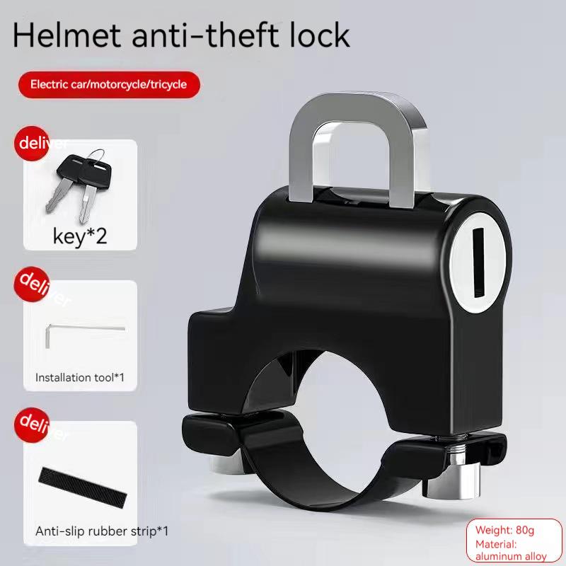 Universal Motorcycle Helmet Lock Anti-theft Padlock 22-26mm Handlebar Mount Electric Motorbike Security Metal Lock with Keys Set