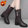 Fashion Large Size Warm New In Half High Boots for Women Leather Footwear Gyaru Work Sale Quality on Promotion Pu Mid Calf Shoes Woman