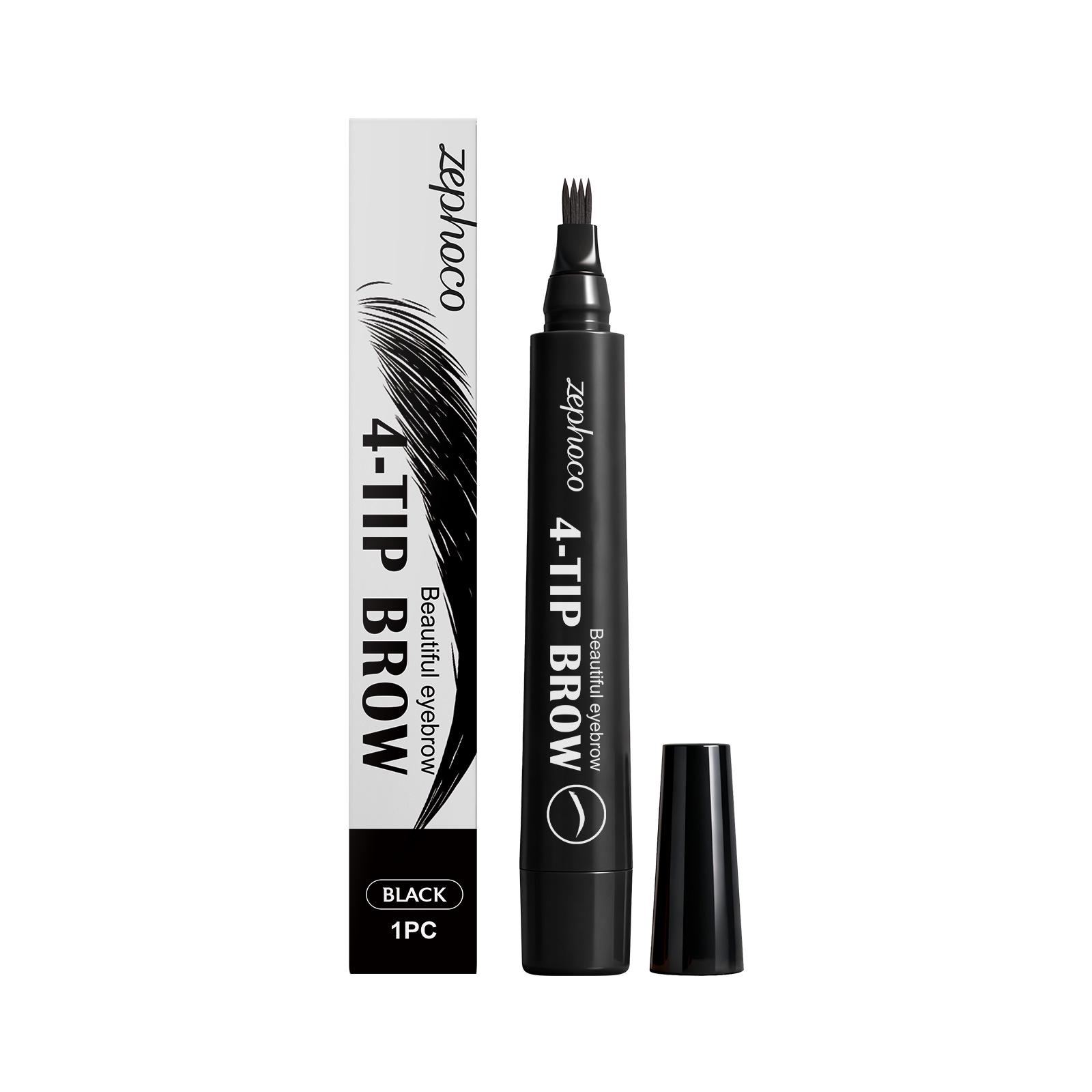 Zephoco Natural Four-Prong Eyebrow Pencil - 3D Color & Silky Smooth for Daily Contouring.