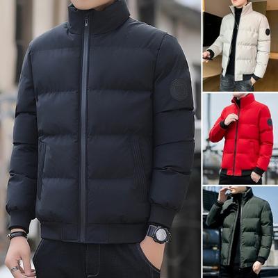 Männer Unten Jacke Stehkragen Langarm Reißverschluss Jacke Elastischen Saum Solide