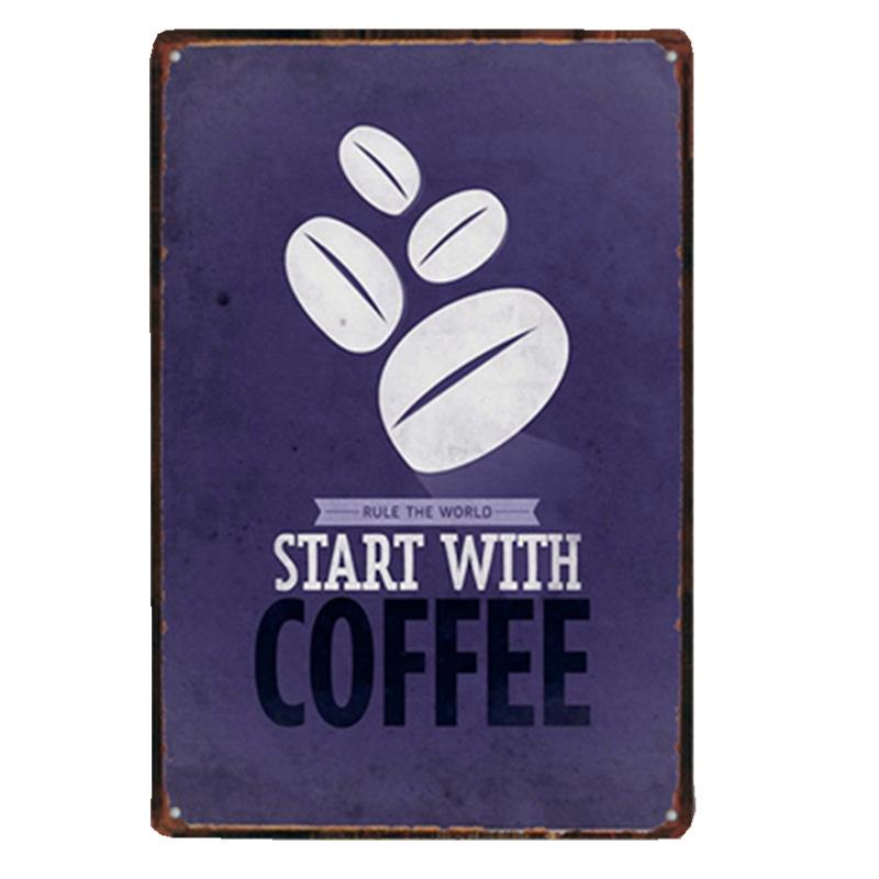 Coffee Sign Vintage Wall Decor Plaque Metal Retro Poster Decorative Coffee Plates Tin Cafe Decoration 20x30 Cm