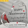 2D Flat, 1pc, Exquisite Cardinal Acrylic Heart Keepsake Plaque 3.93 X 3.93 Inch, Happy Anniversary Gift for Wife Husband, Table Centerpieces, Wedding