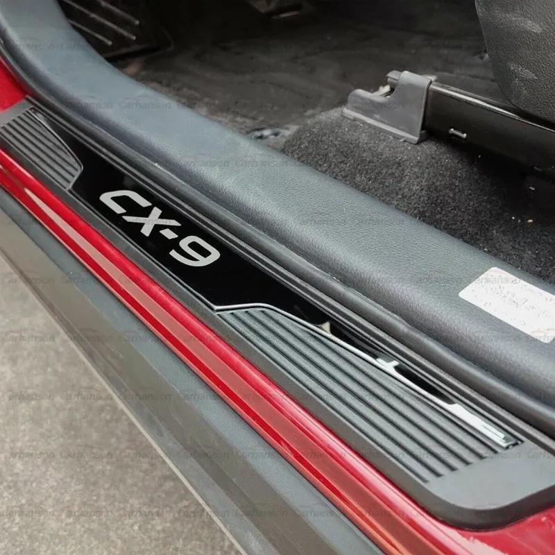 Door Sill Pedal Car Scuff Plate For Mazda CX-9 CX9 2016 2018 2024 Protector Threshold Trim Auto Guard Cover Accessorie