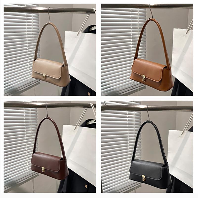 Women Retro Tote Bag Trendy Vintage Underarm Bag Portable Casual PU Leather Solid Color Simple Handle Handbags Shoulder Bag